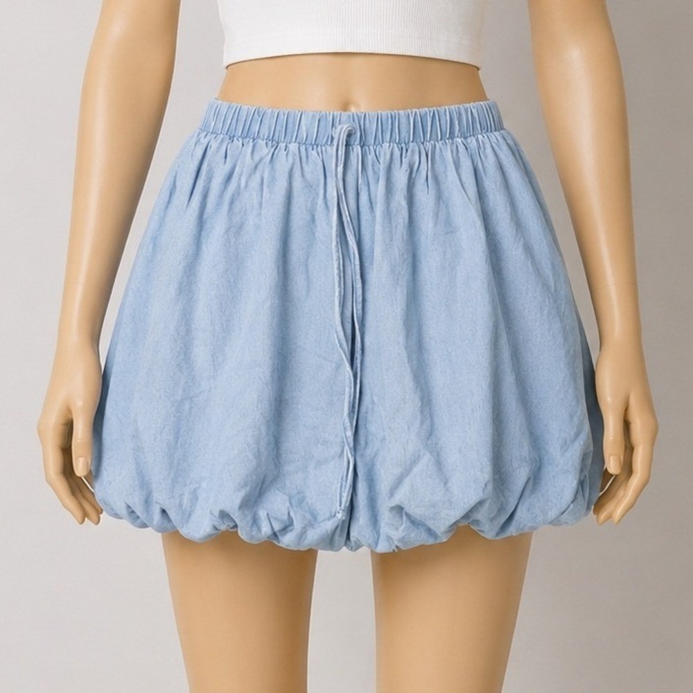 H&M Divided Womens Skirt Light Wash Blue Denim Bubble Hem XS